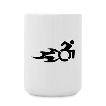 Utilisateur d’un fauteuil roulant avec des flammes # - Grande tasse 440 ml - blanc - Devant