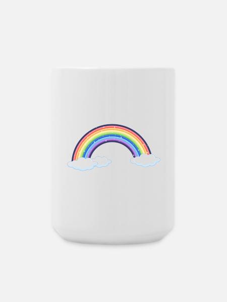 Vibrant Rainbow Over Clouds - Large Mug 440 ml - white