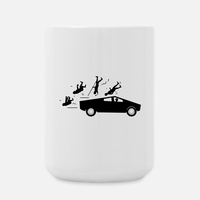 Evolution accident Tesla Cybertruck par Musk - Grande tasse 440 ml - blanc