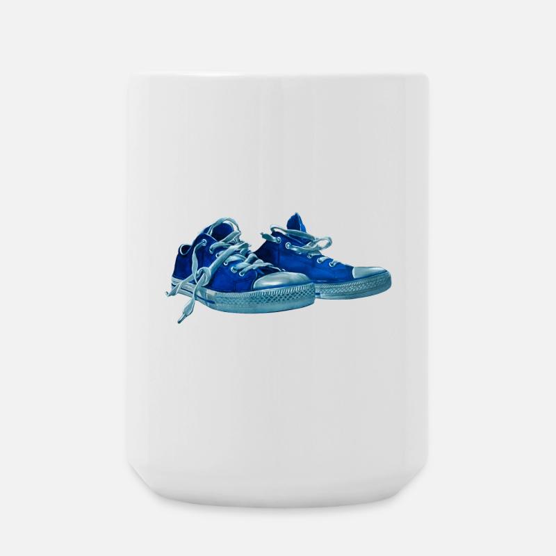 Blue sneaker print - Large Mug 440 ml - white