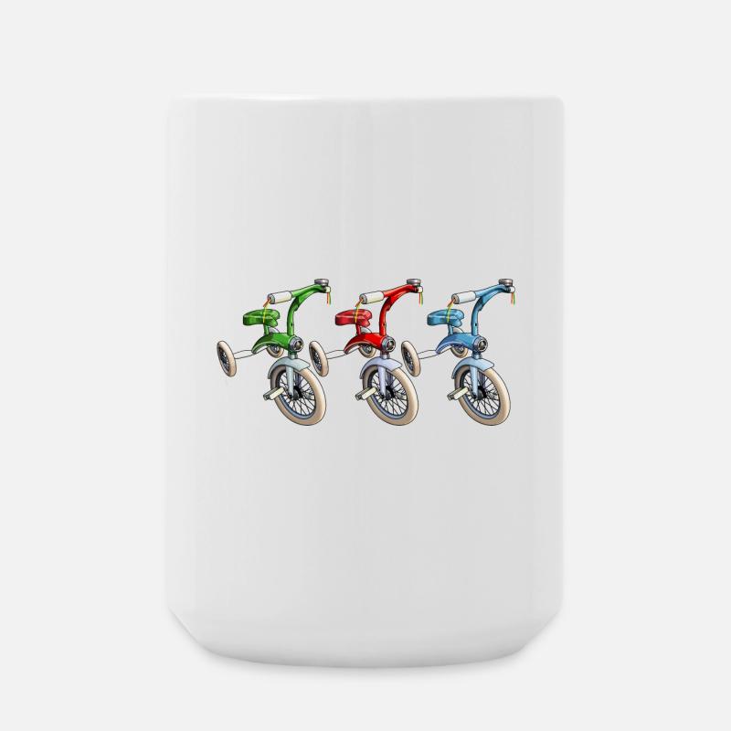 Tricycle riding - Large Mug 440 ml - white
