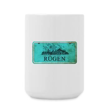 Rügen Vintage Schild - Große Tasse 440 ml - Weiß - Vorne