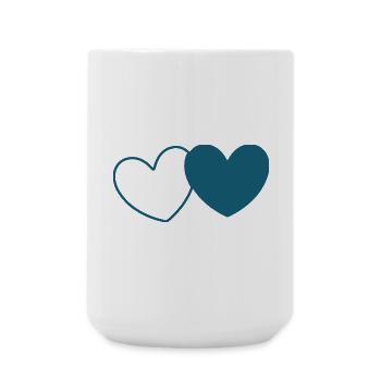 blue heart heart gift Valentine's Day couples - Large Mug 440 ml - white - Front