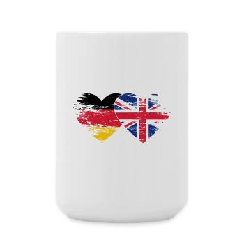 Allemagne Royaume-Uni drapeau utilisé coeur - Grande tasse 440 ml - blanc - Devant