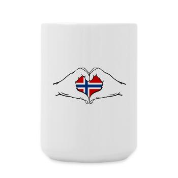 Drapeau de la Norvège Mains Forme Coeur - Grande tasse 440 ml - blanc - Devant