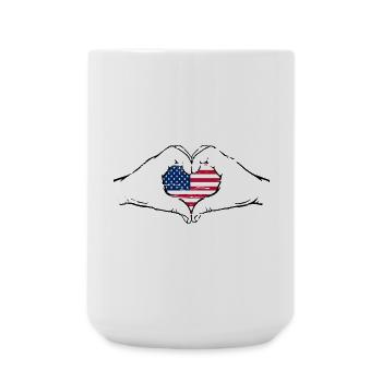 USA Flagge Herzform used - Große Tasse 440 ml - Weiß - Vorne