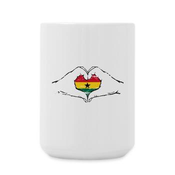 Drapeau du Ghana en forme de coeur utilisé - Grande tasse 440 ml - blanc - Devant