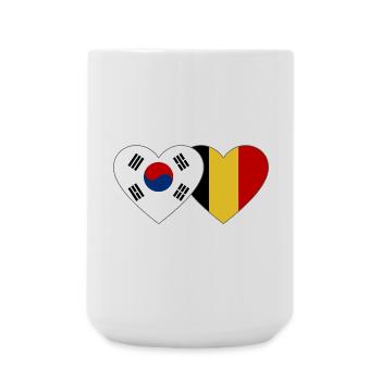 South Korea Belgium Flag Heart - Large Mug 440 ml - white - Front