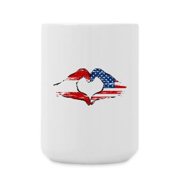 Austria USA heart shape with hands used - Large Mug 440 ml - white - Front