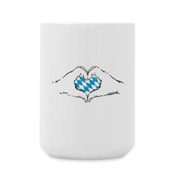 Bavaria Flag Hands Heart Shape Used - Large Mug 440 ml - white - Front