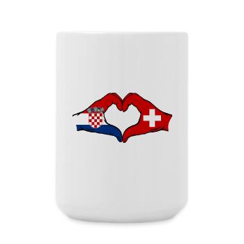 Kroatien schweiz Flagge Hände Herzform - Große Tasse 440 ml - Weiß - Vorne