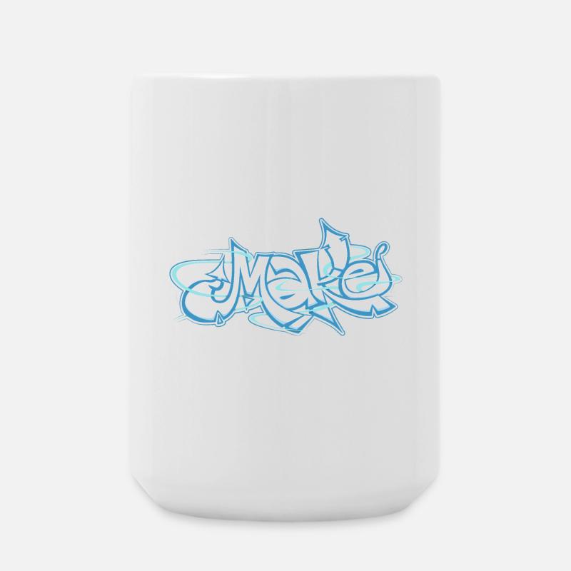 Blue word make graffiti - Large Mug 440 ml - white