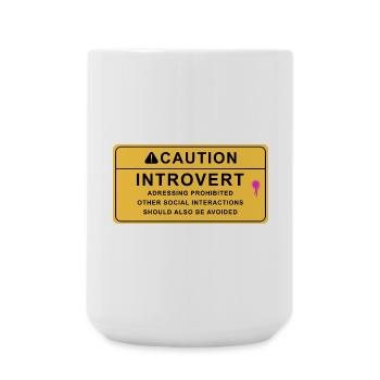 Caution Introvert - Große Tasse 440 ml - Weiß - Vorne