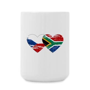 Czech Republic South Africa Flag Heart Used - Large Mug 440 ml - white - Front