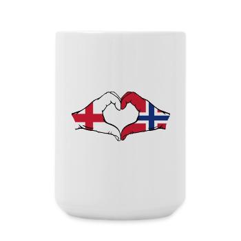 Angleterre Norvège Drapeau Mains Coeur Forme - Grande tasse 440 ml - blanc - Devant
