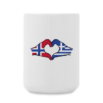 Norwegen Griechenland Flagge Hände Herzform - Große Tasse 440 ml - Weiß - Vorne