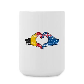 Belgium Australia Flag Heart shape used - Large Mug 440 ml - white - Front