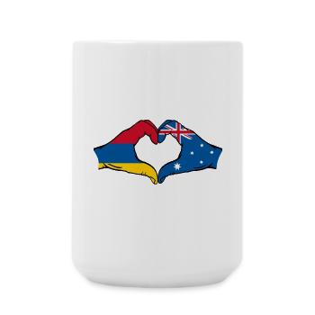 Armenia Australia Flag Hands Heart Shape - Large Mug 440 ml - white - Front