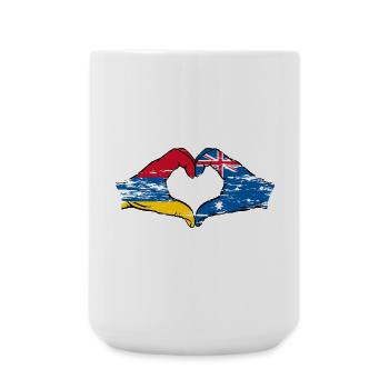 Armenia Australia Flag Hands Heart Shape Used - Large Mug 440 ml - white - Front