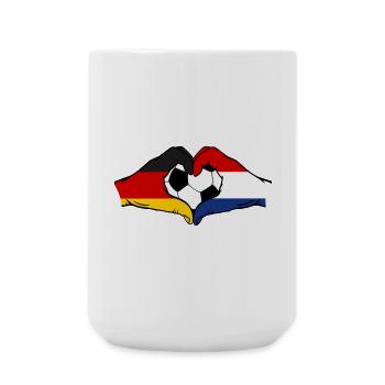 Germany Holland Football Flag Hands Heart Shape - Large Mug 440 ml - white - Front