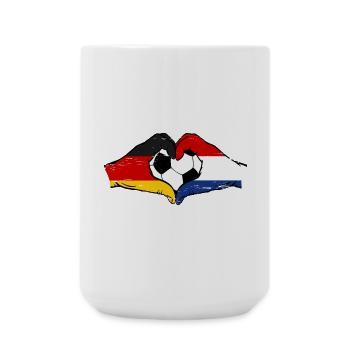 Germany Holland Football Flag Hands Heart Used - Large Mug 440 ml - white - Front