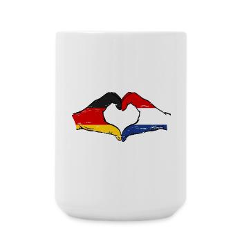 Germany Holland Flag Hands Heart Shape Used - Large Mug 440 ml - white - Front
