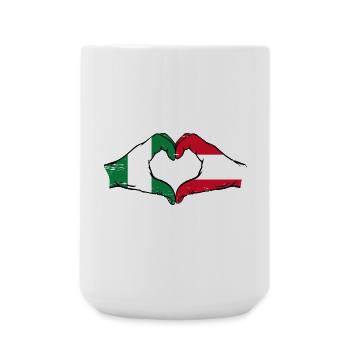 Nigeria Austria Flag Hands Heart Shape Used - Large Mug 440 ml - white - Front