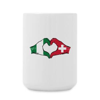 Nigeria Switzerland Flag Hands Heart Shape Used - Large Mug 440 ml - white - Front