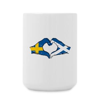 Sweden Scotland Hands Heart Shape Used - Large Mug 440 ml - white - Front