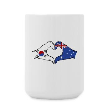 Corée du Sud Australie Mains Forme De Coeur - Grande tasse 440 ml - blanc - Devant