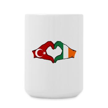 Turkey Ireland Hands Heart Shape - Large Mug 440 ml - white - Front