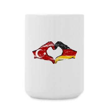 Turkey Germany Hands Heart Shape Used - Large Mug 440 ml - white - Front