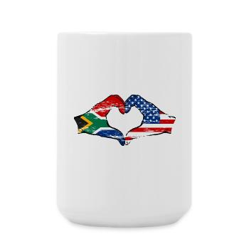 Afrique du Sud États-Unis drapeau mains forme de coeur utilisé - Grande tasse 440 ml - blanc - Devant