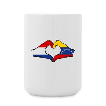 Drapeau Hollande Venezuela mains forme de coeur - Grande tasse 440 ml - blanc - Devant