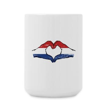 Holland flag hands heart shape used - Large Mug 440 ml - white - Front