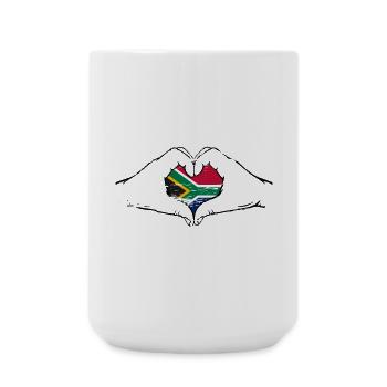 South Africa flag hands heart shape used - Large Mug 440 ml - white - Front