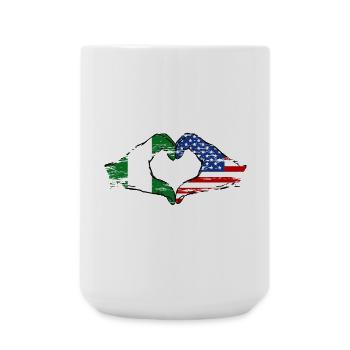 Nigeria États-Unis drapeau mains forme de coeur utilisé - Grande tasse 440 ml - blanc - Devant