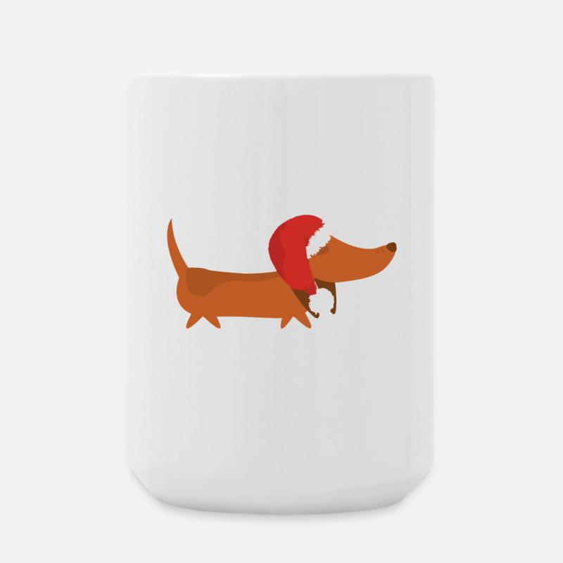  Dackel mit Weihnachtsmütze - Große Tasse 440 ml - Weiß