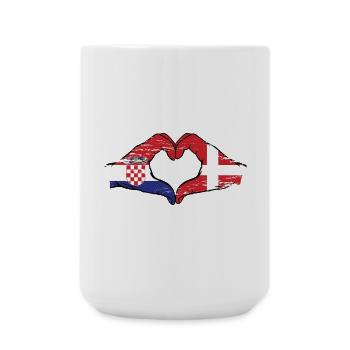 Croatia Denmark flag hands heart shape used - Large Mug 440 ml - white - Front