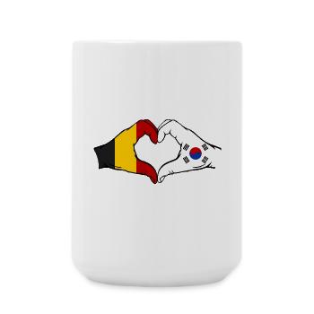 Belgium South Korea Flag Hands Heart Shape - Large Mug 440 ml - white - Front