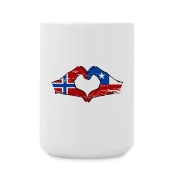 Norwegen Chile Flagge Hände Herzform used - Große Tasse 440 ml - Weiß - Vorne