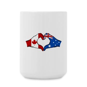 Canada Australia Flag Hands Heart Shape - Large Mug 440 ml - white - Front