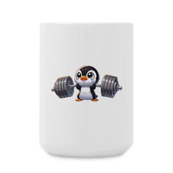 Strong Penguin Workout Dumbbell Training - Large Mug 440 ml - white - Front