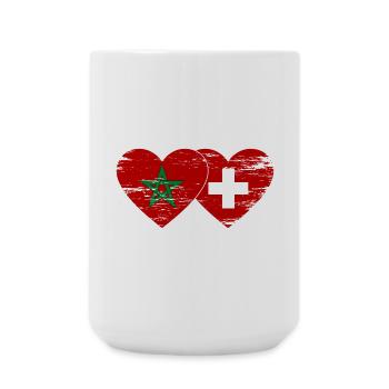 Maroc Suisse Drapeau Coeur utilisé - Grande tasse 440 ml - blanc - Devant