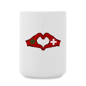 Maroc Suisse Drapeau Mains Coeur - Grande tasse 440 ml - blanc - Devant