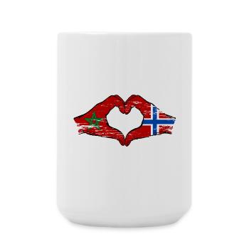 Marokko Norwegen Flagge Haende Herzform used - Große Tasse 440 ml - Weiß - Vorne