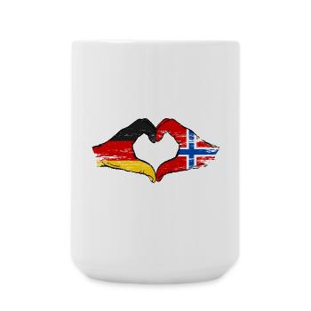 Germany Norway Flag Hands Heart Shape Used - Large Mug 440 ml - white - Front