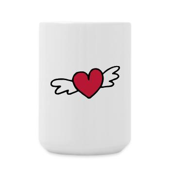 cadeau d'amour coeur volant - Grande tasse 440 ml - blanc - Devant