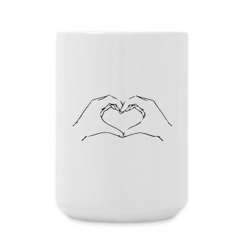 hearthands BFF Freunde Herz Hände Liebe Symbol - Große Tasse 440 ml - Weiß - Vorne