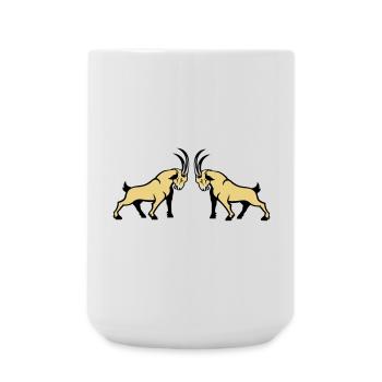 Steinbock Beige Doppelbull Symmetrie - Große Tasse 440 ml - Weiß - Vorne